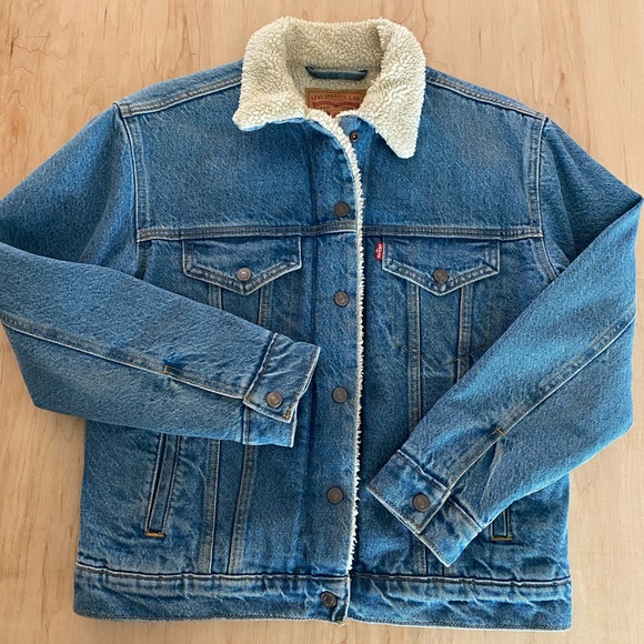 Women’s LEVI’S Original Sherpa Denim Trucker Jacket Small - Picture 1 of 4
